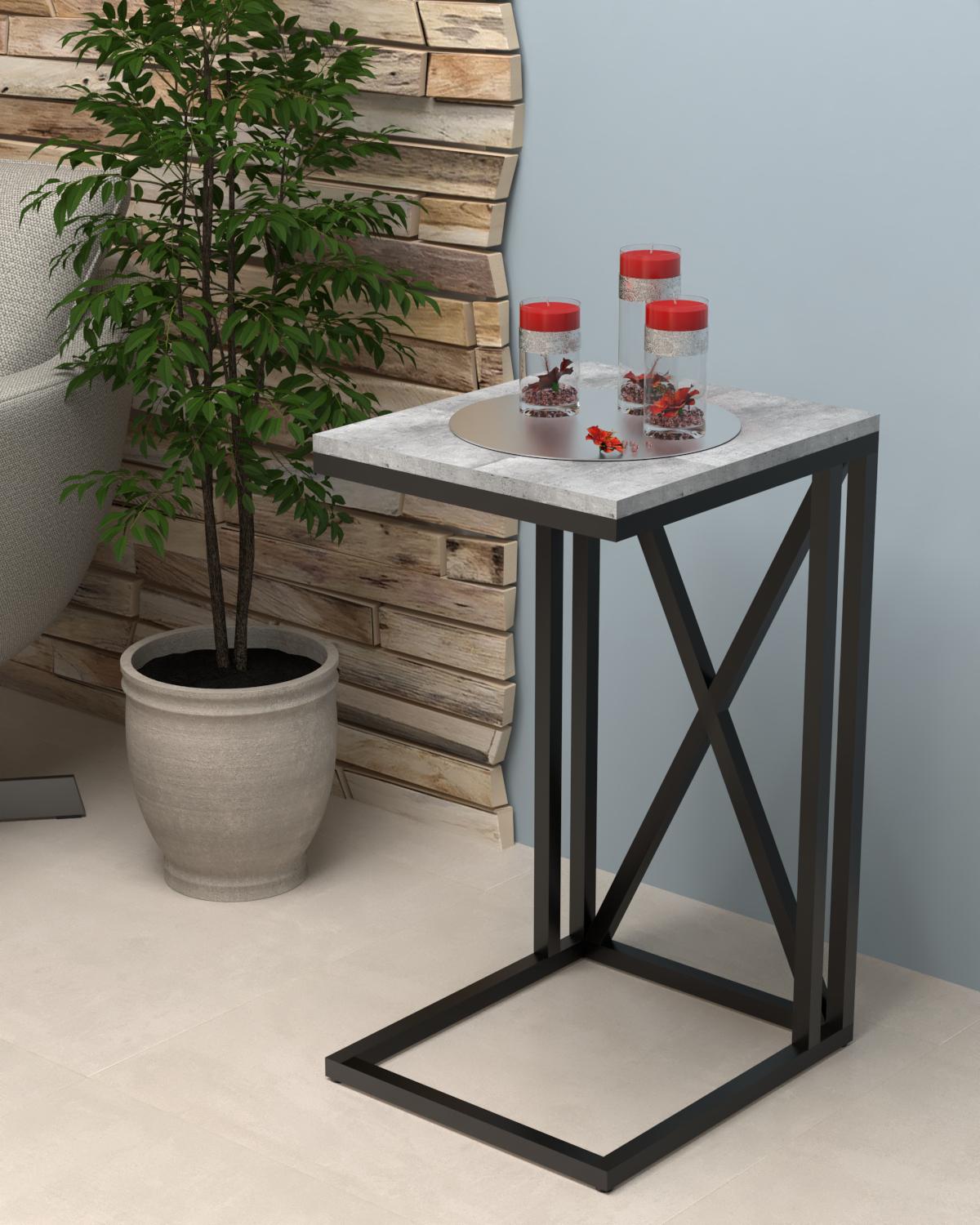 Столик приставной EcoLoft Крослайн DSP-1402-10 в стиле лофт Бетон Миллениум (32362108) Столик приставной EcoLoft Крослайн DSP-1402-10 в стиле лофт Бетон Миллениум (32362108)