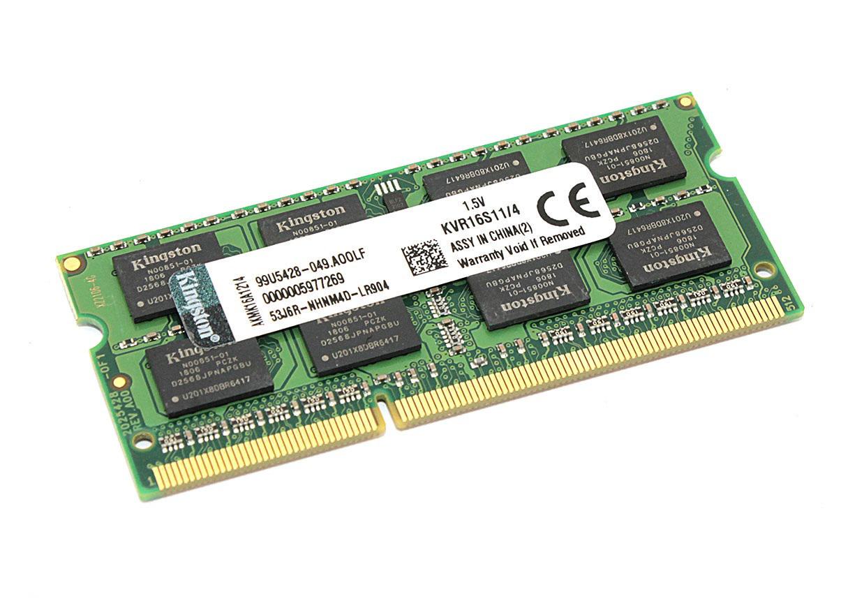 Оперативна пам'ять Kingston SODIMM DDR3 4GB 1600 1,5V 204PIN KVR16S11/4 - фото 1