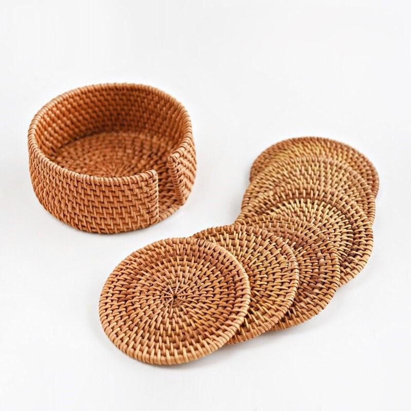 Набір солом'яних підставок під чашки та келихи 6/1 8 см