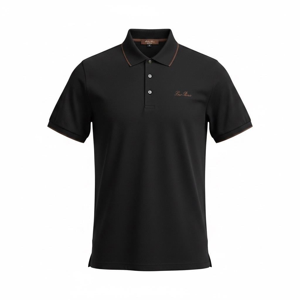 Футболка мужская поло в стиле Loro Piana Tipped Polo Shirt M Черный (LP13001.1M)