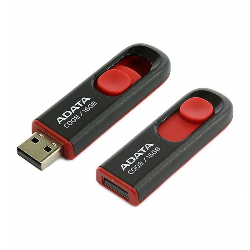 Флешка ADATA C008 USB 2.0 16 GB Чорний/Червоний (AC008-16G-RKD) - фото 3