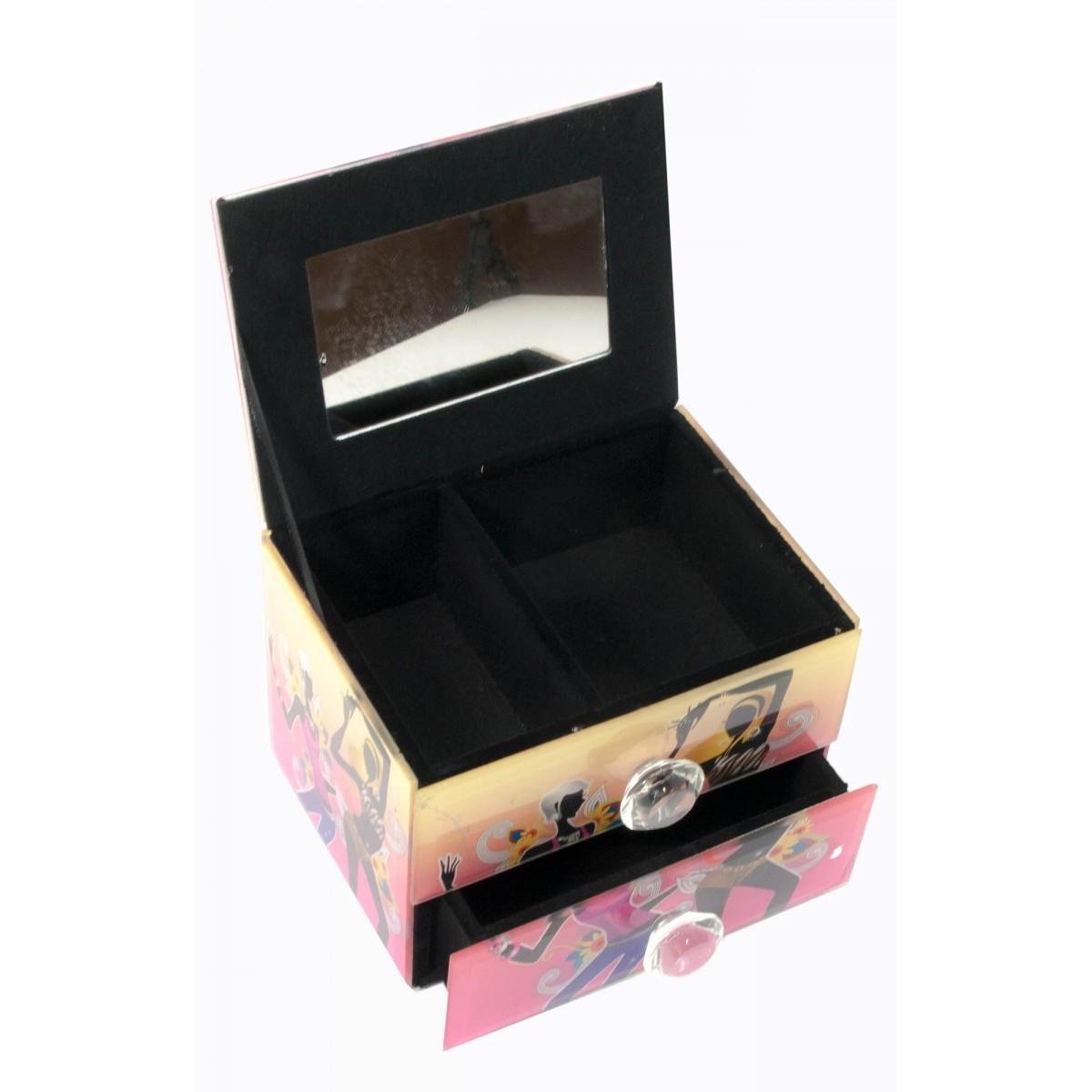 Шкатулка для украшений танцы с зеркальцем стеклянная 13,5х10х9,5 см