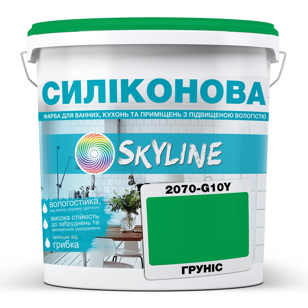 Краска для влажных помещений Skyline 2070-G10Y (C) 3 л Грунис (686b90ace1a1ec59497f9df0) - фото 1