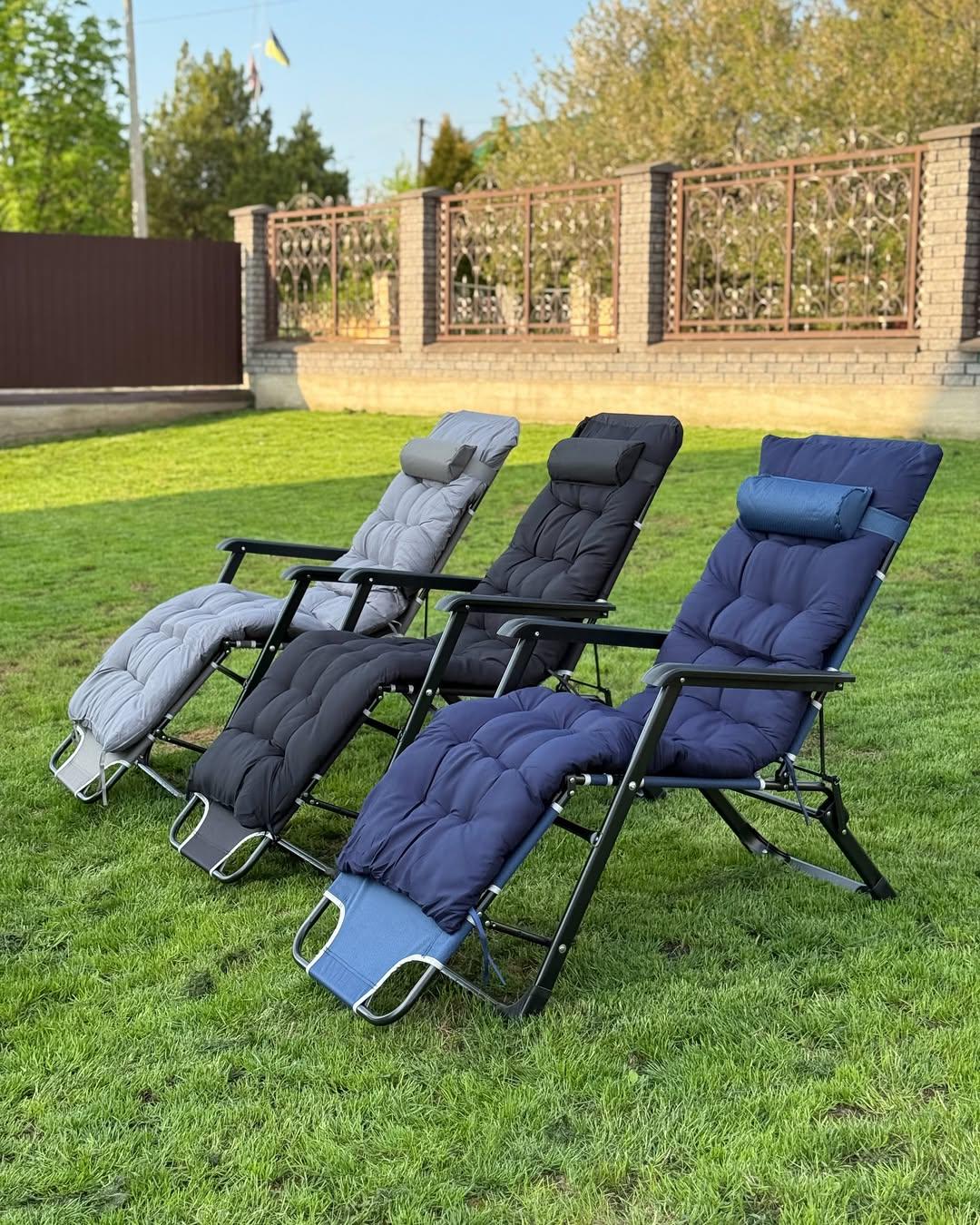 Шезлонг садовый тканевый с матрасом Garden Черно-синий - фото 10 Шезлонг садовый тканевый с матрасом Garden Черно-синий - фото 10