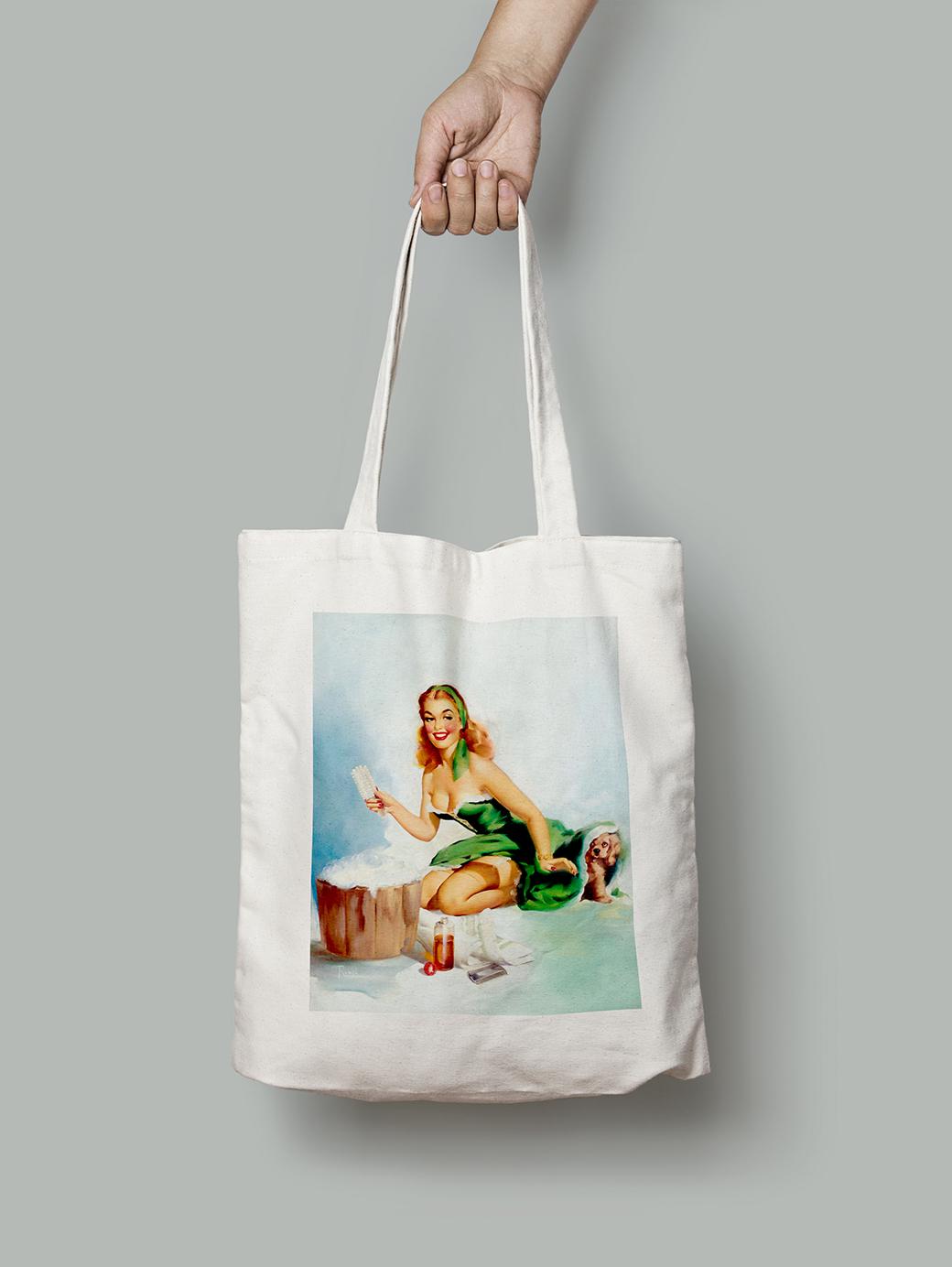 Эко-сумка Девушка купает собаку. Эдвард Рунчи шопер (pin_up010225_Bag)