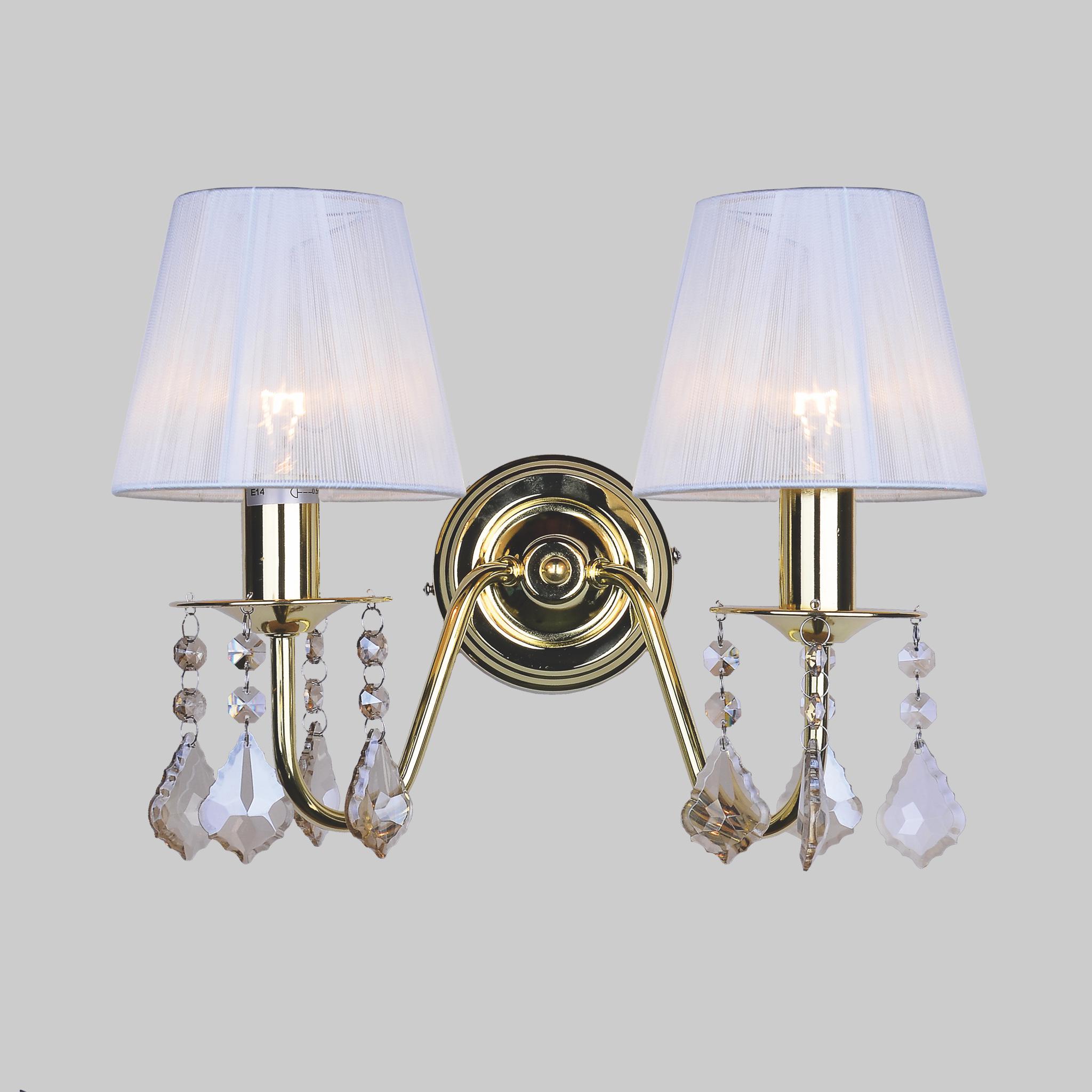 Бра Classic с белыми плафонами на 2 лампы Золотой