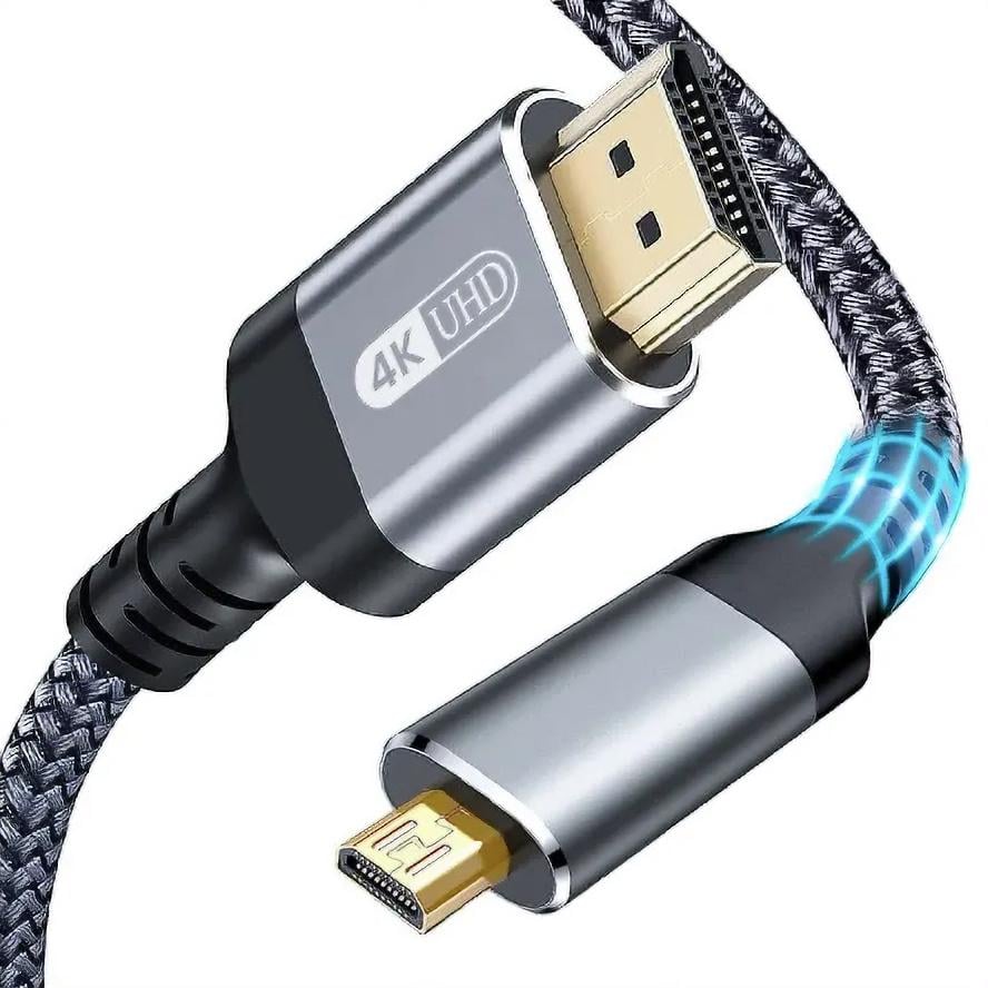 Кабель HDMI Nierbo micro HDMI-HDMI для подключения камер и планшетов плетеный папа-папа 4K 60Hz 2K 165Hz 2 м (2221089057)