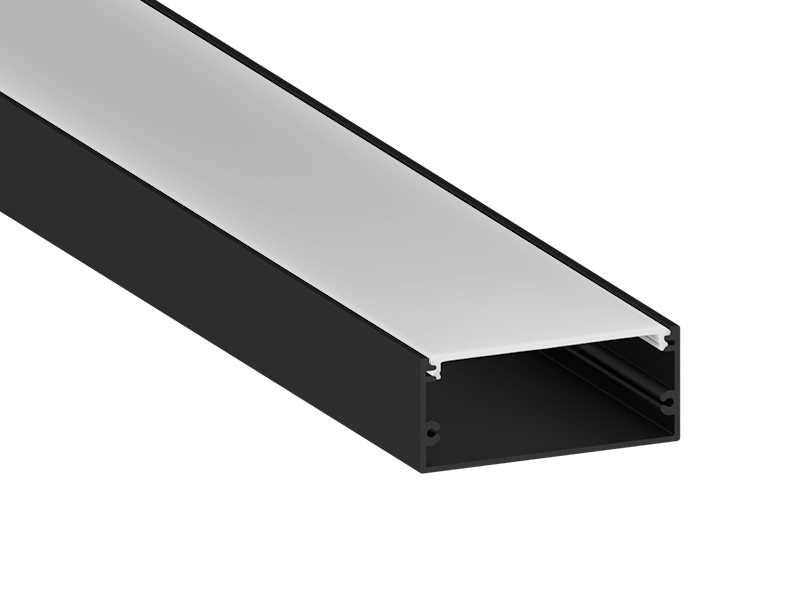 Профиль алюминиевый LEDUA АЛ-46 + рассеиватель для LED ленты накладной 1 м Черный (5144)