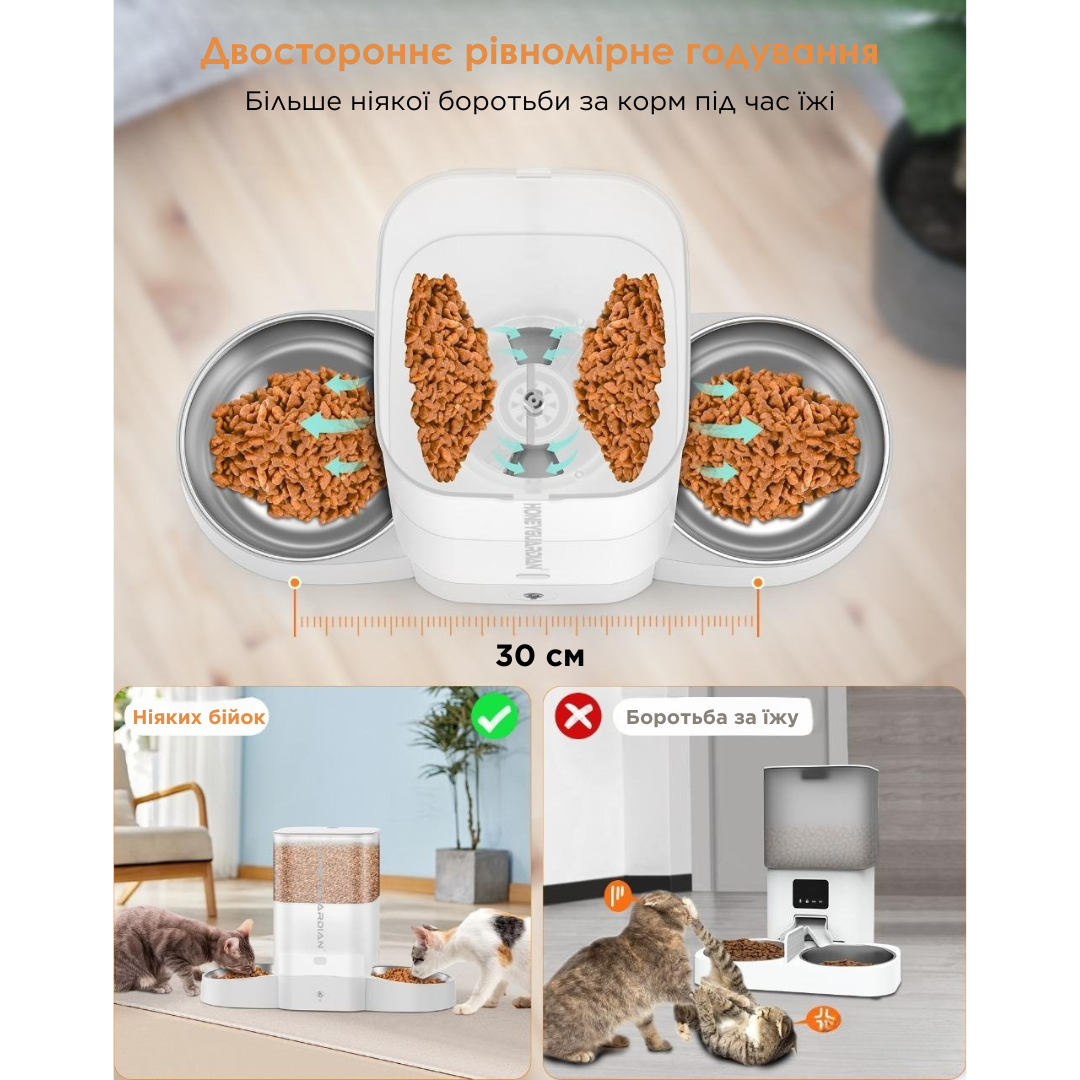 Автоматическая кормушка для кошек и собак HONEYGUARIDAN S303D 3,5 л Wi-Fi Белый (2357690109) - фото 6 Автоматическая кормушка для кошек и собак HONEYGUARIDAN S303D 3,5 л Wi-Fi Белый (2357690109) - фото 6
