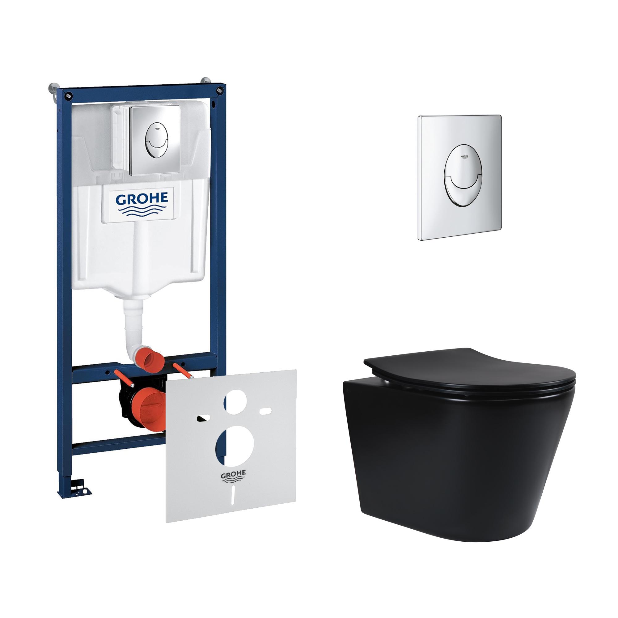 Комплект инсталляции Grohe Rapid SL 38721001QT1433053ERMB с унитазом кнопка Хром (116325)