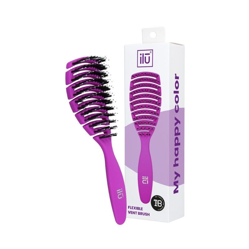 Щетка для волос пурпурная Ilu My Happy Color Flexible Vent Brush Purple 1 шт. (1533677221) Щетка для волос пурпурная Ilu My Happy Color Flexible Vent Brush Purple 1 шт. (1533677221)
