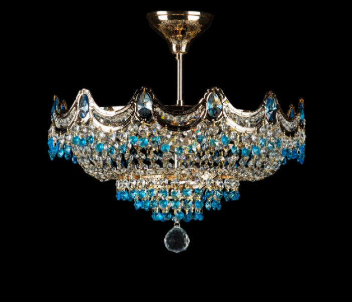 Хрустальная люстра L8391/420/6 FGD/WT/BL Белый/Золото/Голубой (AN000241)