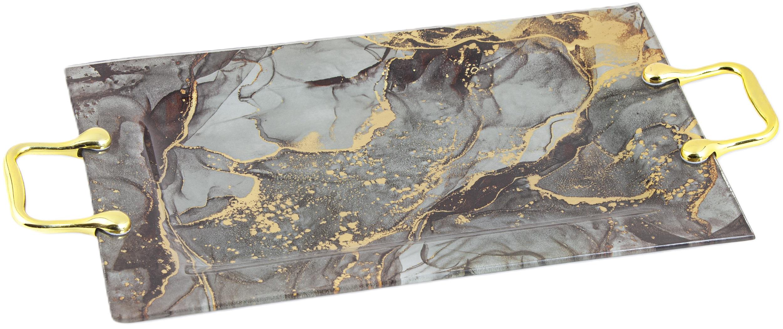 Блюдо Viva Marble Rock прямоугольное стеклянное 35х22,5 см (S3235-CC105)