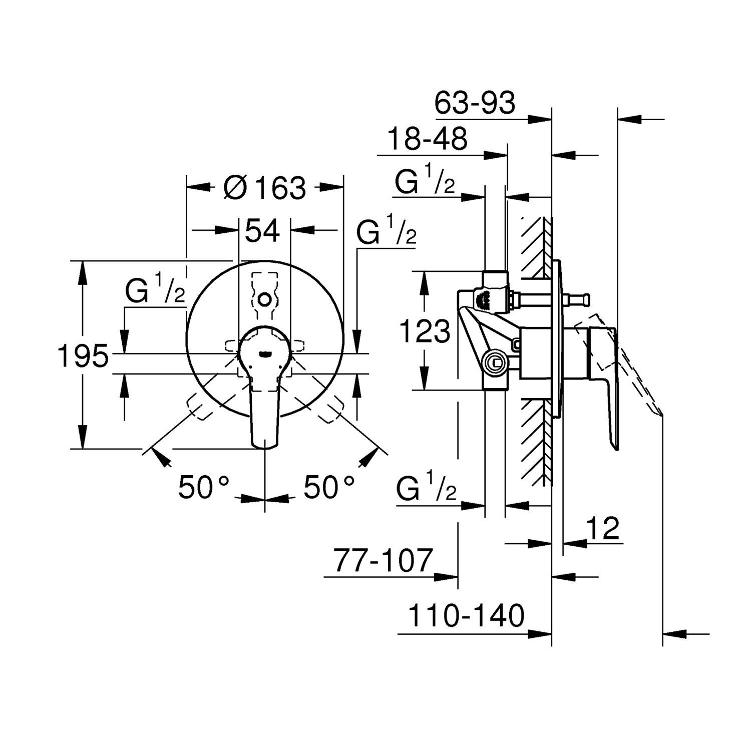 Смеситель скрытого монтажа Grohe QuickFix Start 23558002 CV030581 с переключателем Хром (159152) - фото 2