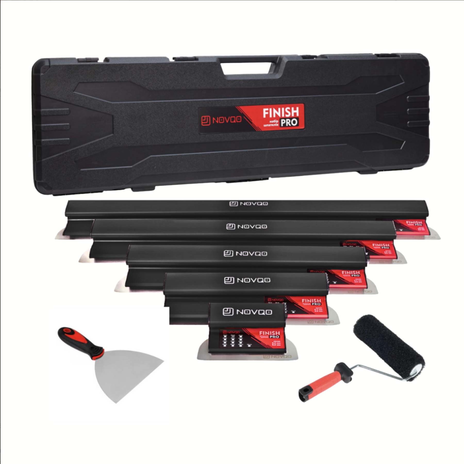 Набор алюминиевых шпателей для механического нанесения NOVQO FINISH PRO BLACK (NQ-5A)
