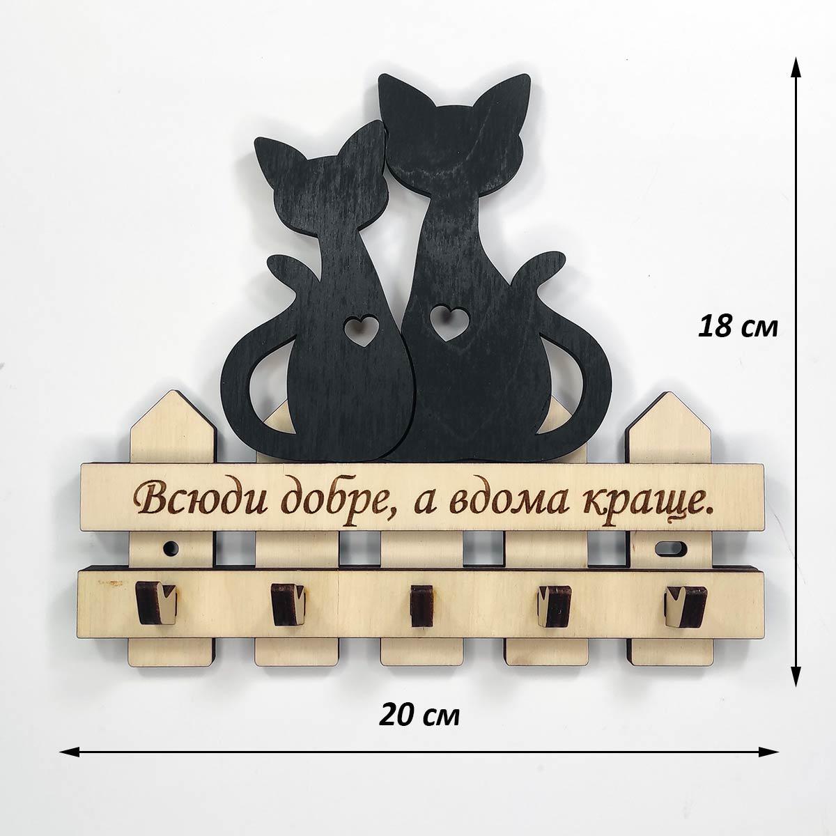 Ключница Кошки на заборе 20x18 см - фото 3