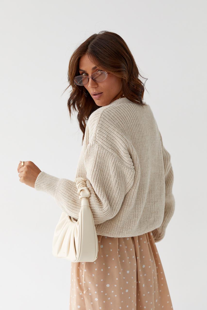 Кардиган укороченный L Бежевый (9528159) - фото 2 Кардиган укороченный L Бежевый (9528159) - фото 2