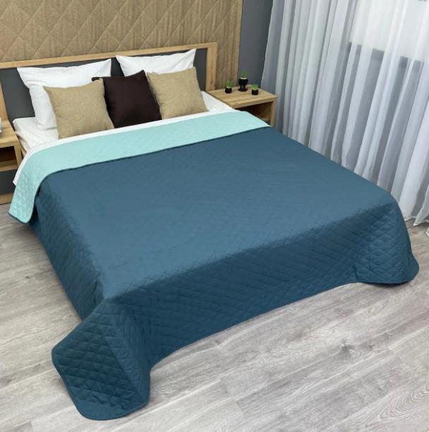 Покривало декоративне двостороннє Decorator Ultra Sonic Microfiber 215х240 см Синій/Блакитний (85-028)