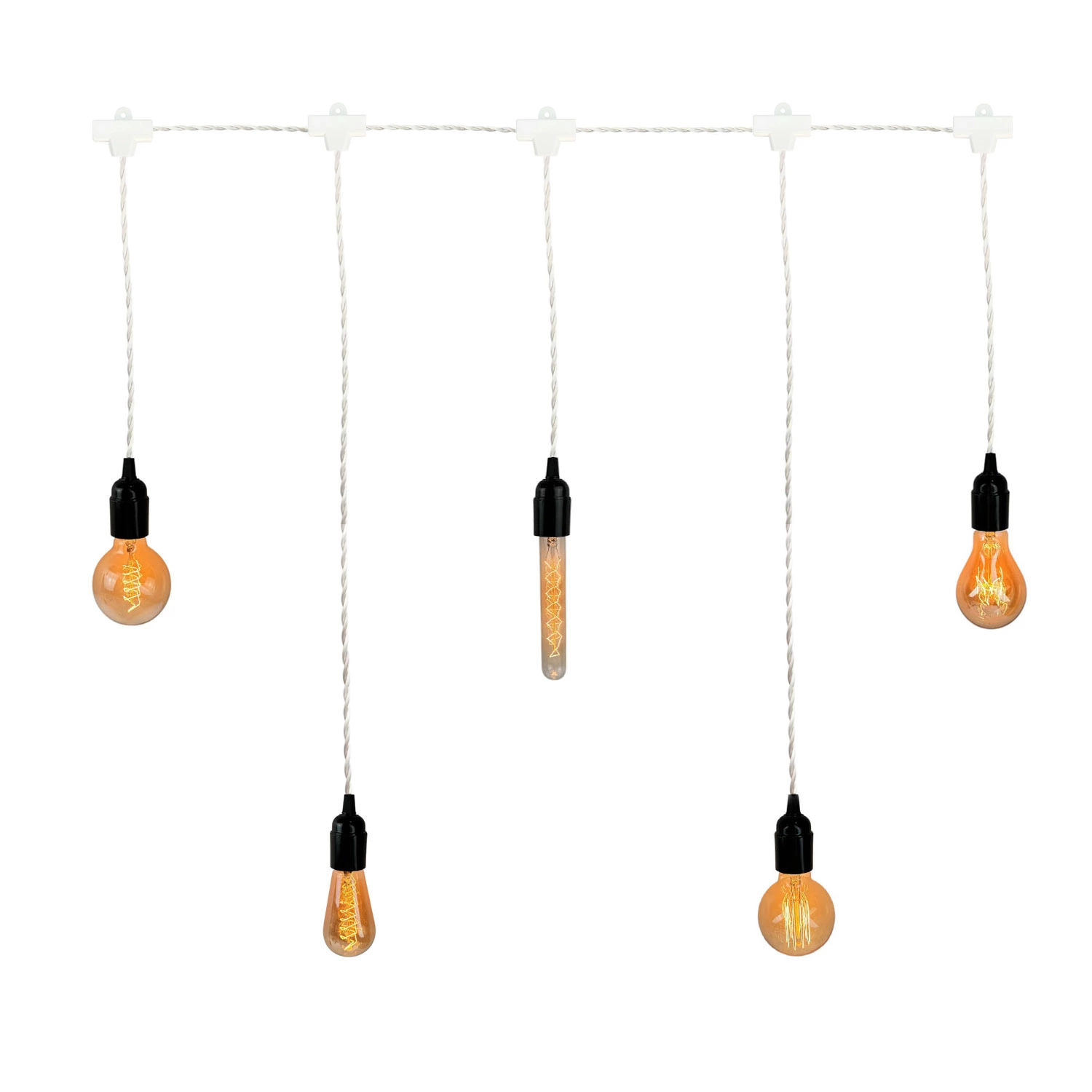 Гирлянда-ретро сосулька 5 патронов без ламп 1,6 м Черно-белый (5170)