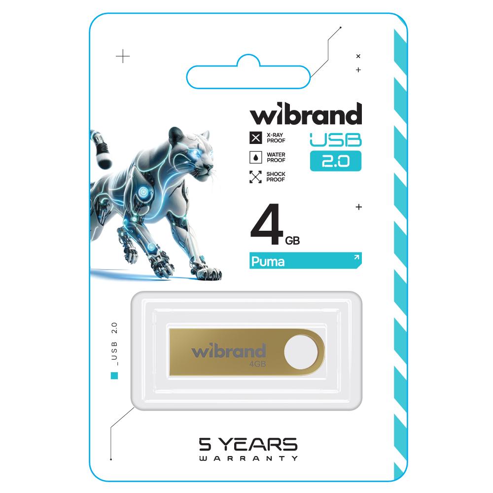Флеш-накопитель Flash Wibrand USB 2.0 Puma 4Gb Gold