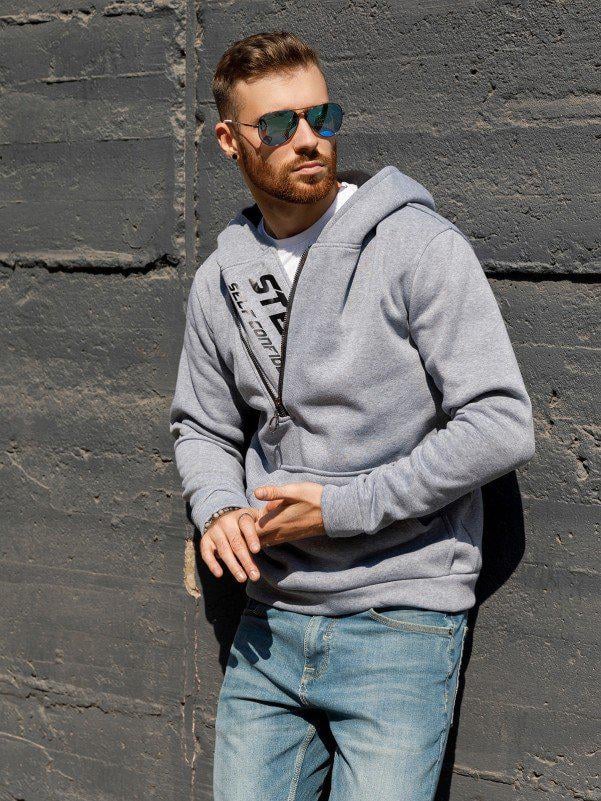 Мужская толстовка ISSA Plus XXL Светло-серый (GN-447) Мужская толстовка ISSA Plus XXL Светло-серый (GN-447)