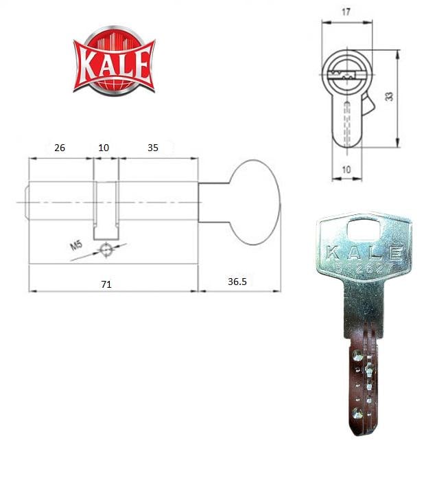 Цилиндр для замка Kale 164 BM 71 26/10/35Т поворотник с большей стороны Латунь - фото 3 Цилиндр для замка Kale 164 BM 71 26/10/35Т поворотник с большей стороны Латунь - фото 3