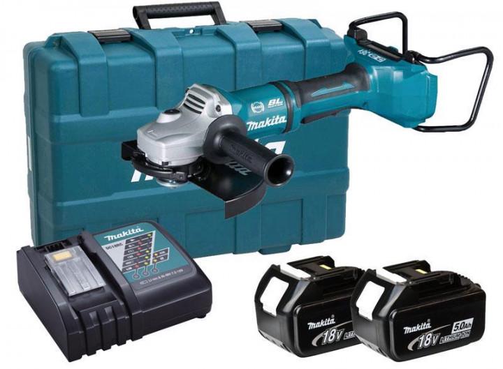 Аккумуляторная угловая бесщеточная шлифмашина Makita DGA900PT2 + 2 акб 18 V 5 Ah + З/У DC18RD + кейс болгарка шлифмашинка УШМ (2x18В, 230мм) (4008)