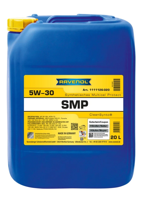 Моторное масло RAVENOL SMP 5W-30 синтетика 20 л (1111126-020)