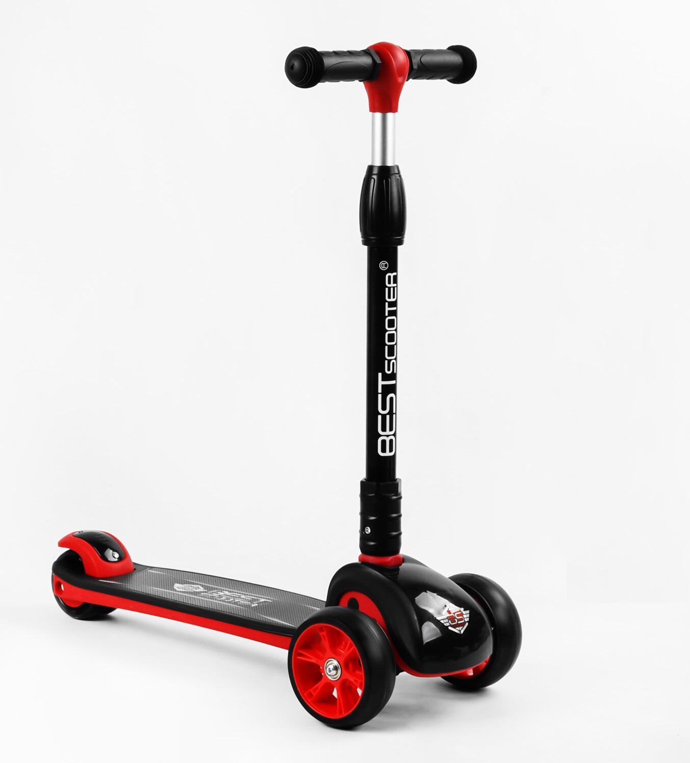 Самокат трехколесный Best Scooter складной колеса PU со светом Black/Red (105386)