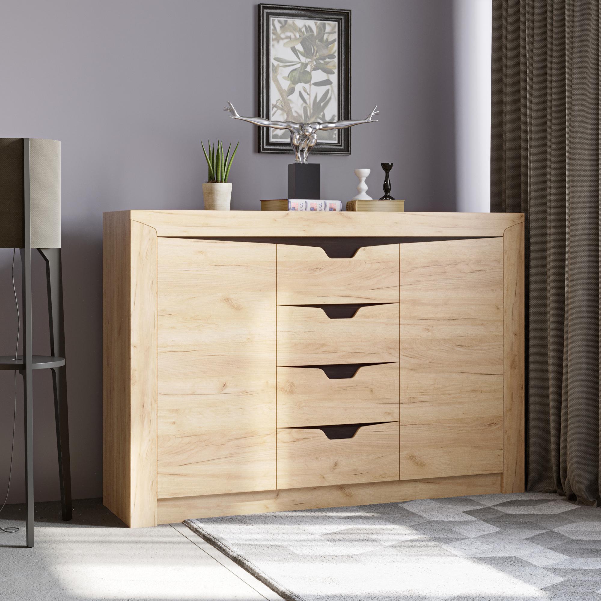 Комод Эверест Либерти-1400 140х38х98,5 см Дуб Крафт золотой (ES-10067)