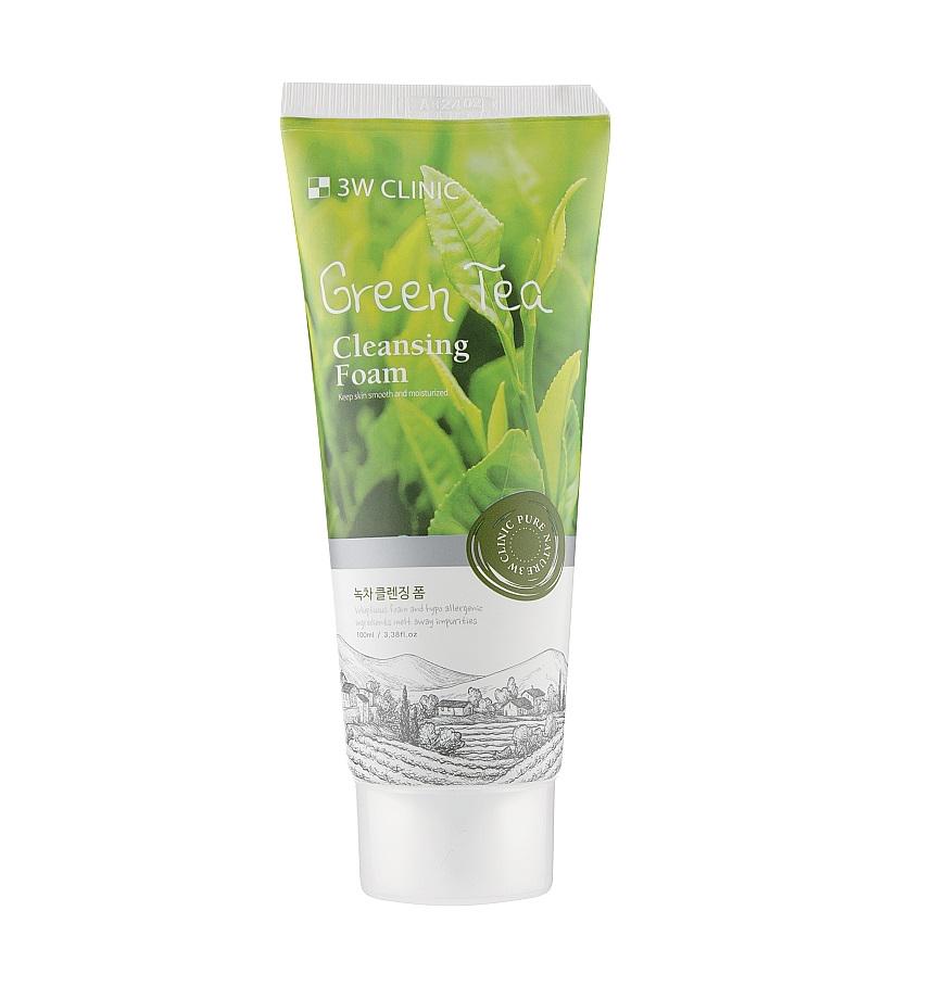Пінка для вмивання з екстрактом зеленого чаю Green Tea Cleansing Foam 3W Clinic 100 мл (8809772620339)