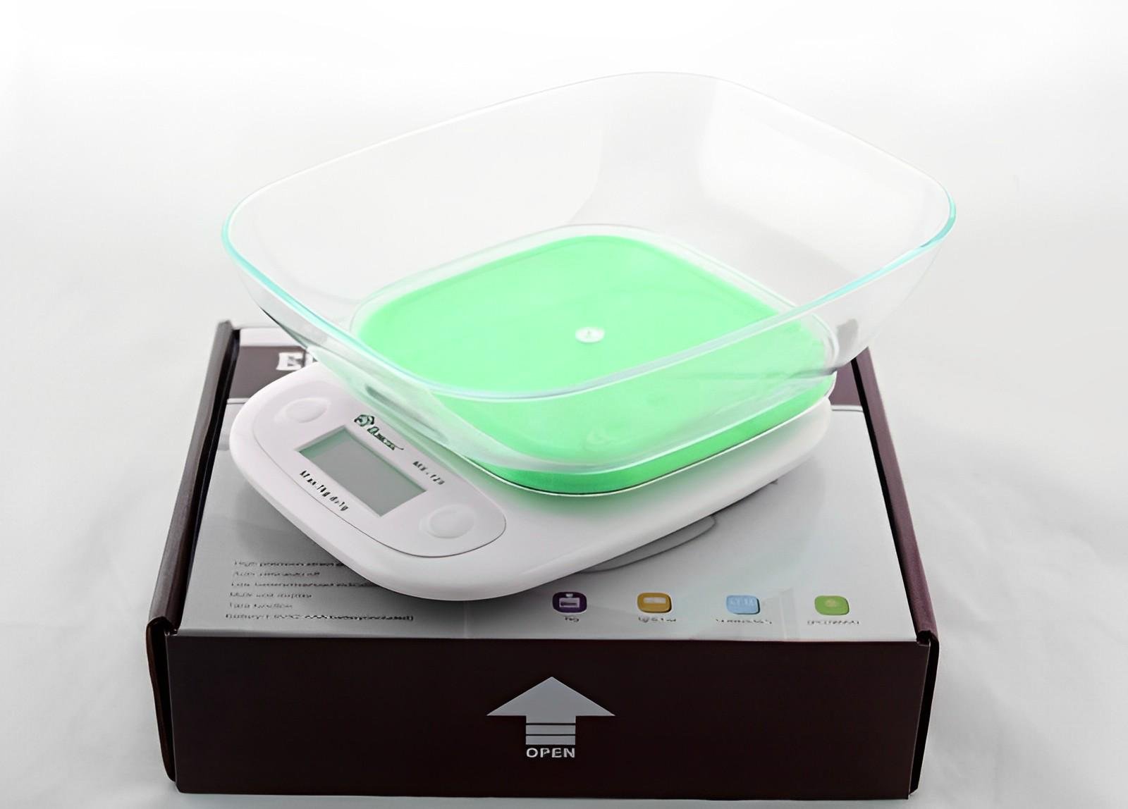 Весы кухонные Domotec ACS SH-125 с чашей и подсветкой Зеленый (789256886)
