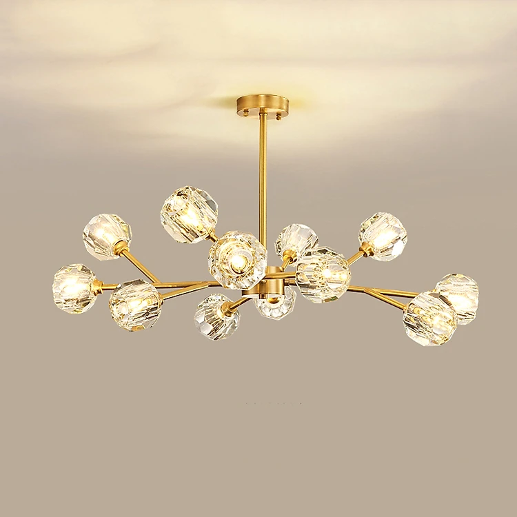 Люстра хрустальная LED Бриллиант 8611 на 12 плафонов Золотой