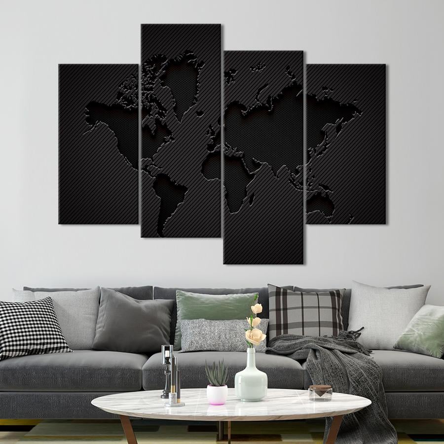 Картина карта Чёрная карта мира 89x56 см (A1356-4)