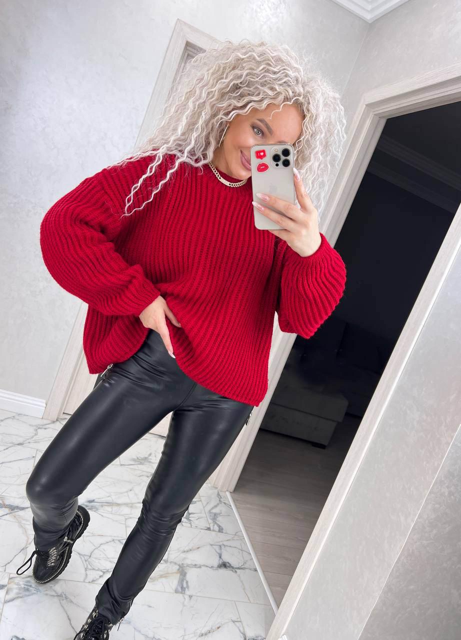 Светр жіночий Агата р. 44-56 Червоний (849) - фото 2 Светр жіночий Агата р. 44-56 Червоний (849) - фото 2