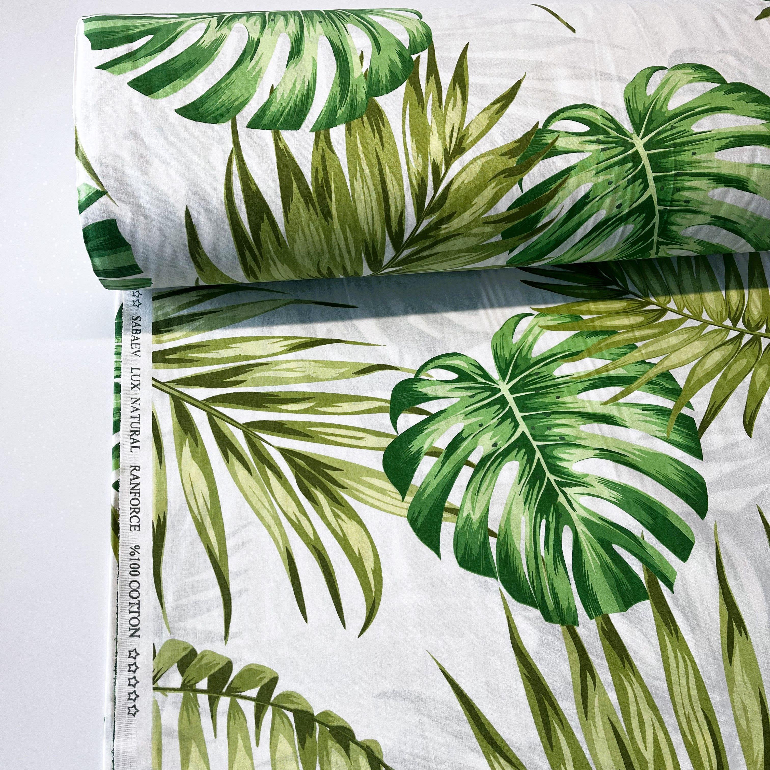 Ткань для постельного белья ранфорс тропическая листва 240 см Зеленый (32614650)