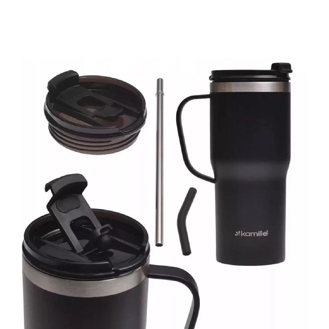 Термокружка с трубочкой Kamille 2160 из нержавеющей стали с поверхностью soft-touch 600 мл - фото 3