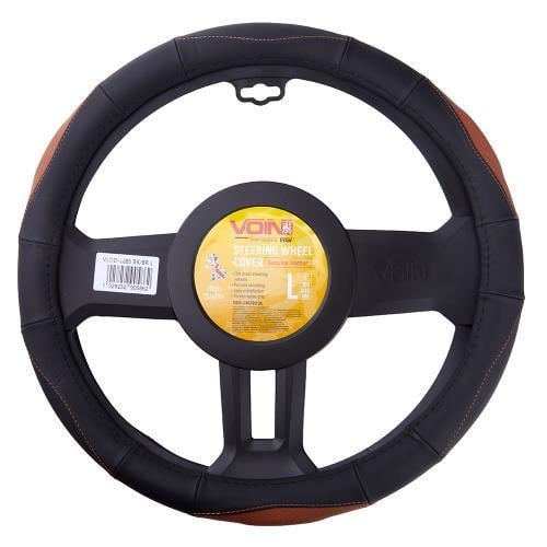 Чехол для руля VLOD-L285 BK BR L БО перфорированная кожа Черно-коричневый (2335028146)