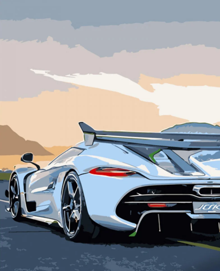 Картина по номерам Strateg Белый спортивный автомобиль 40x50 см (GS911)