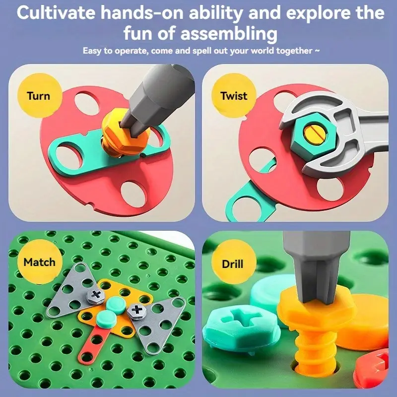 Конструктор-мозаїка дитяча Діно Електричний дриль шуруповерт 2D та 3D складання у валізці 450 елемент (2706848866) - фото 4 Конструктор-мозаїка дитяча Діно Електричний дриль шуруповерт 2D та 3D складання у валізці 450 елемент (2706848866) - фото 4