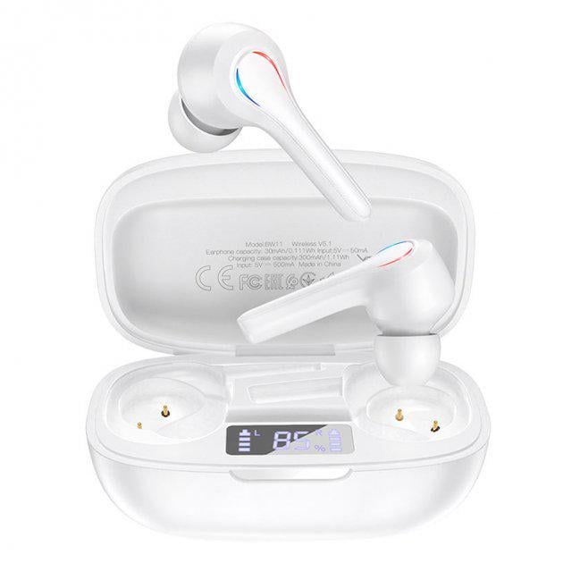 Наушники вакуумные беспроводные с микрофоном Borofone BW11 Bluetooth в кейсе Белый (BW11W)