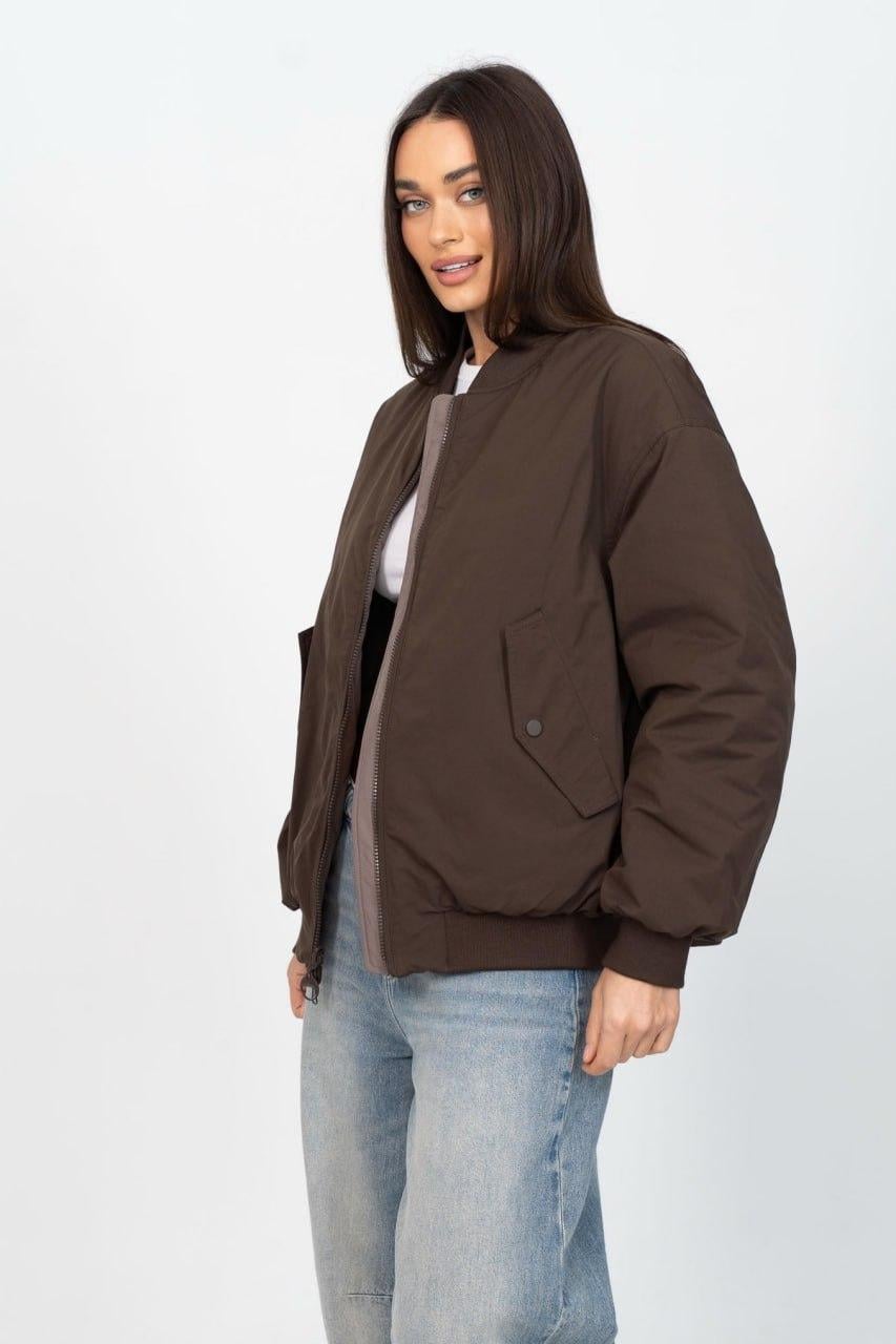 Куртка-бомбер женская двусторонняя oversize S Шоколад/Капучино (33298157) Куртка-бомбер женская двусторонняя oversize S Шоколад/Капучино (33298157)
