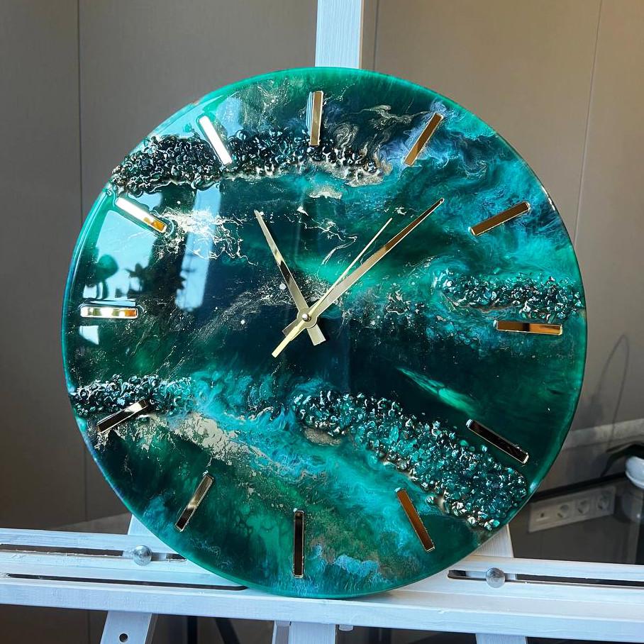 Часы настенные круглые из эпоксидной смолы EPOXY M144 35х35 см