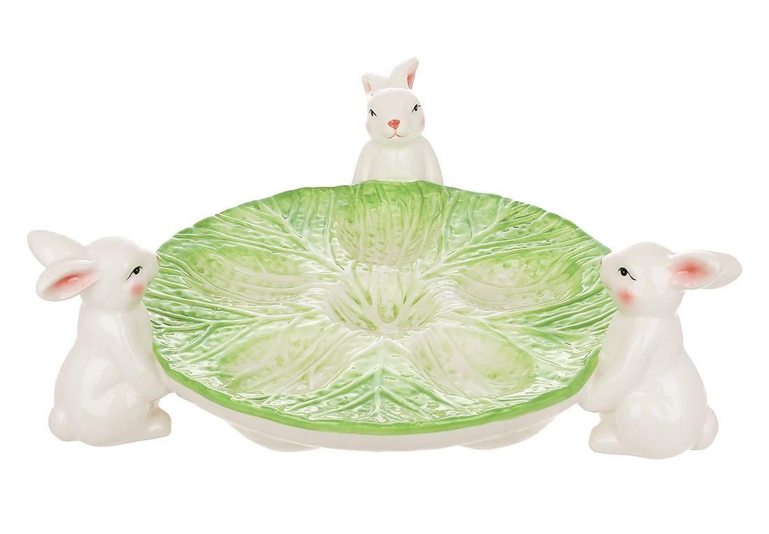 Подставка для яиц керамическая Зайки с капустой 28x28x9,5 см 6 шт. (928-129) Подставка для яиц керамическая Зайки с капустой 28x28x9,5 см 6 шт. (928-129)