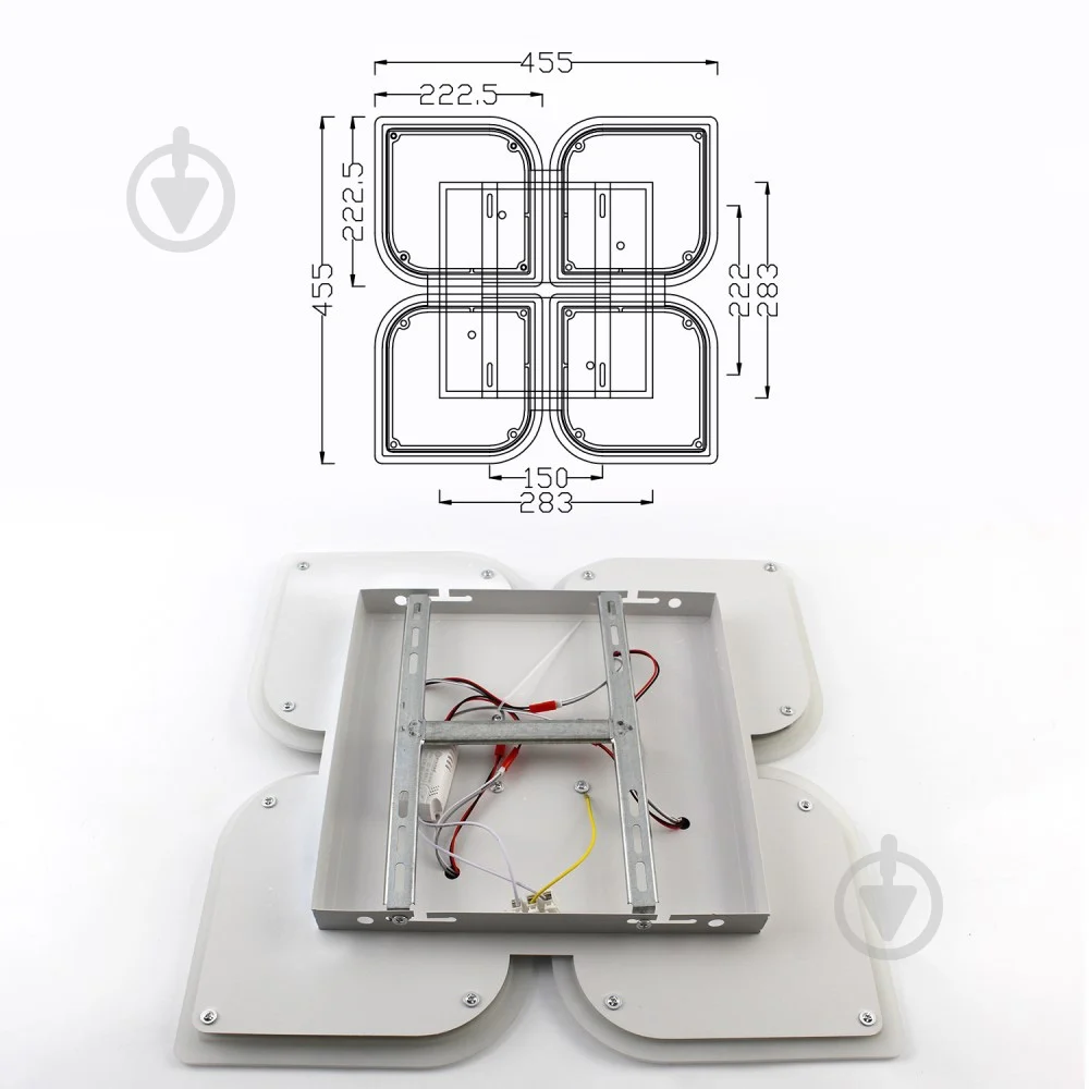 Люстра ESLLSE AERO 4F-455x455x57-WHITE-220-IP20 с пультом 70W (10457) - фото 7