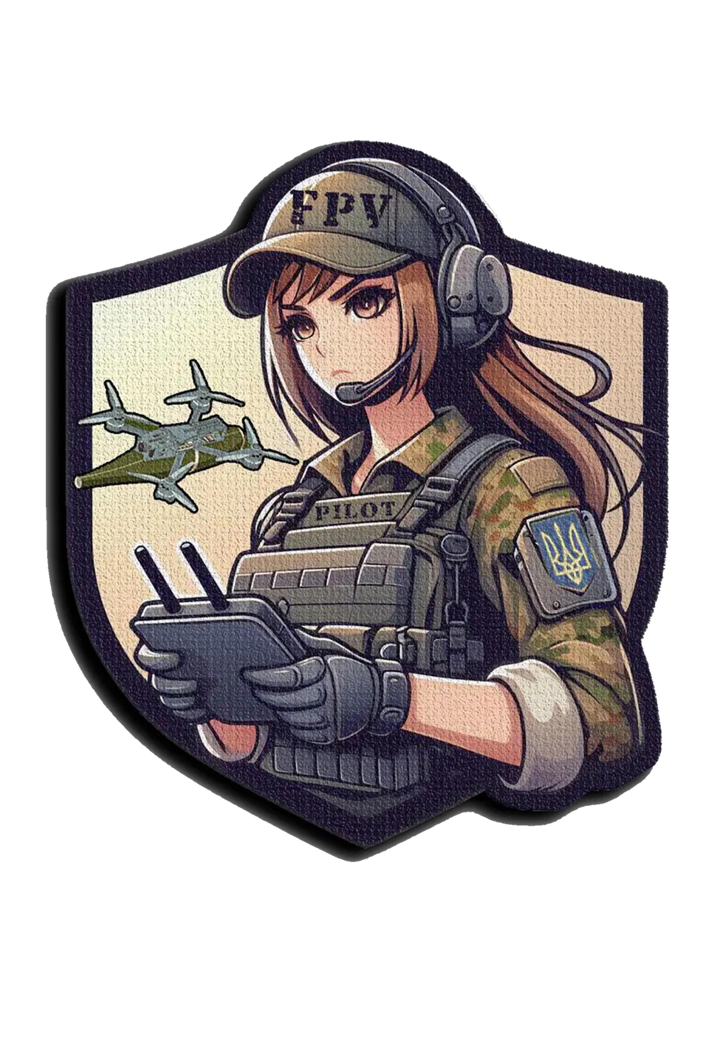 Шеврон-патч Девушка Аниме с дроном (ANIME2)
