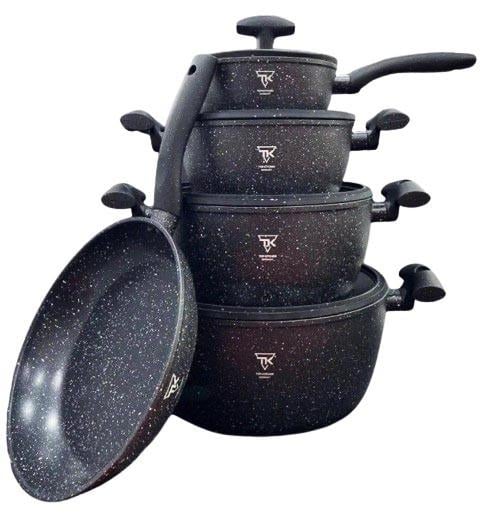 Набор кастрюль со сковородой и сотейником Top Kitchen TK00098 с гранитным покрытием 9 предметов Черный (2218557823)