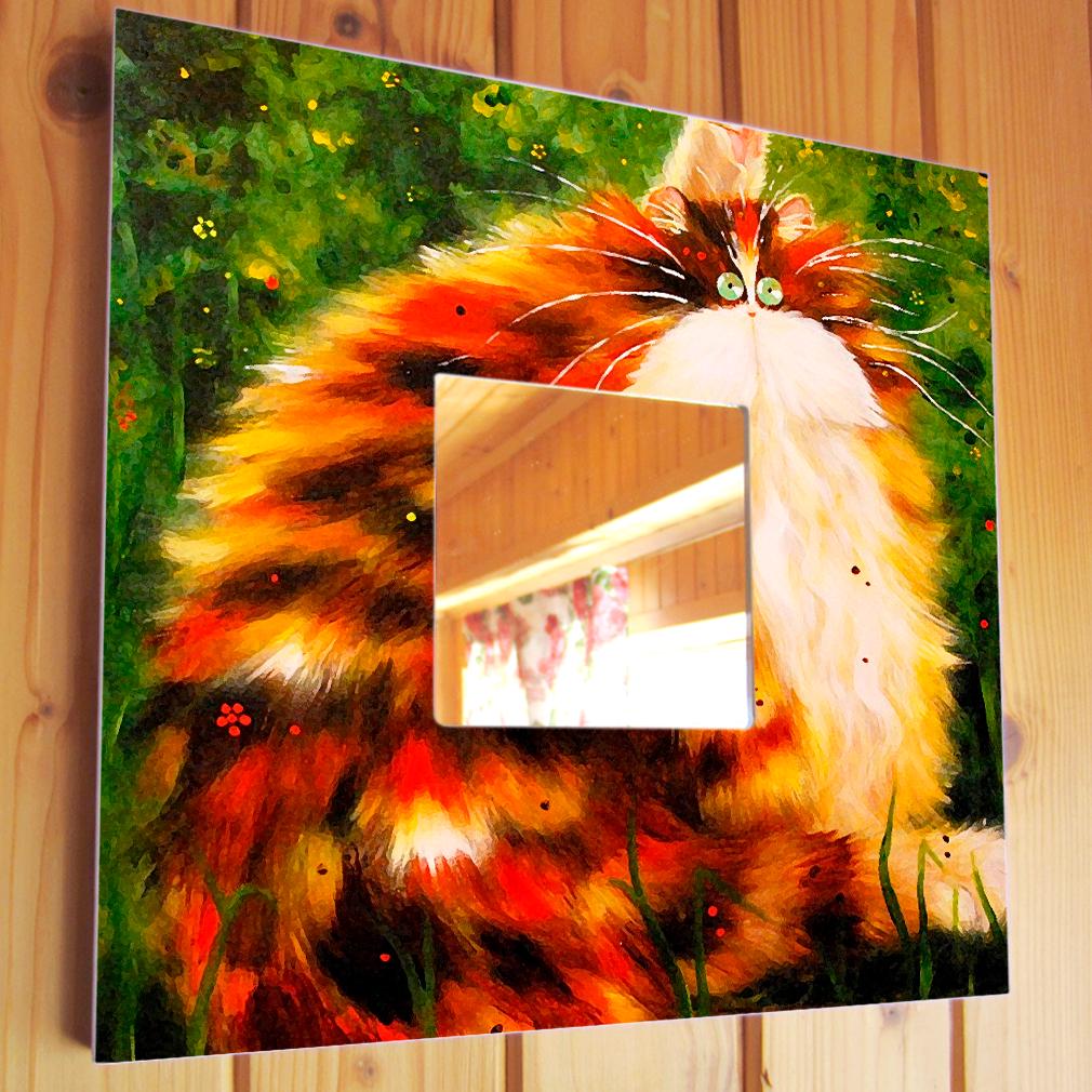 Зеркало декоративное Рыжий кот 260х260 мм (M00032)