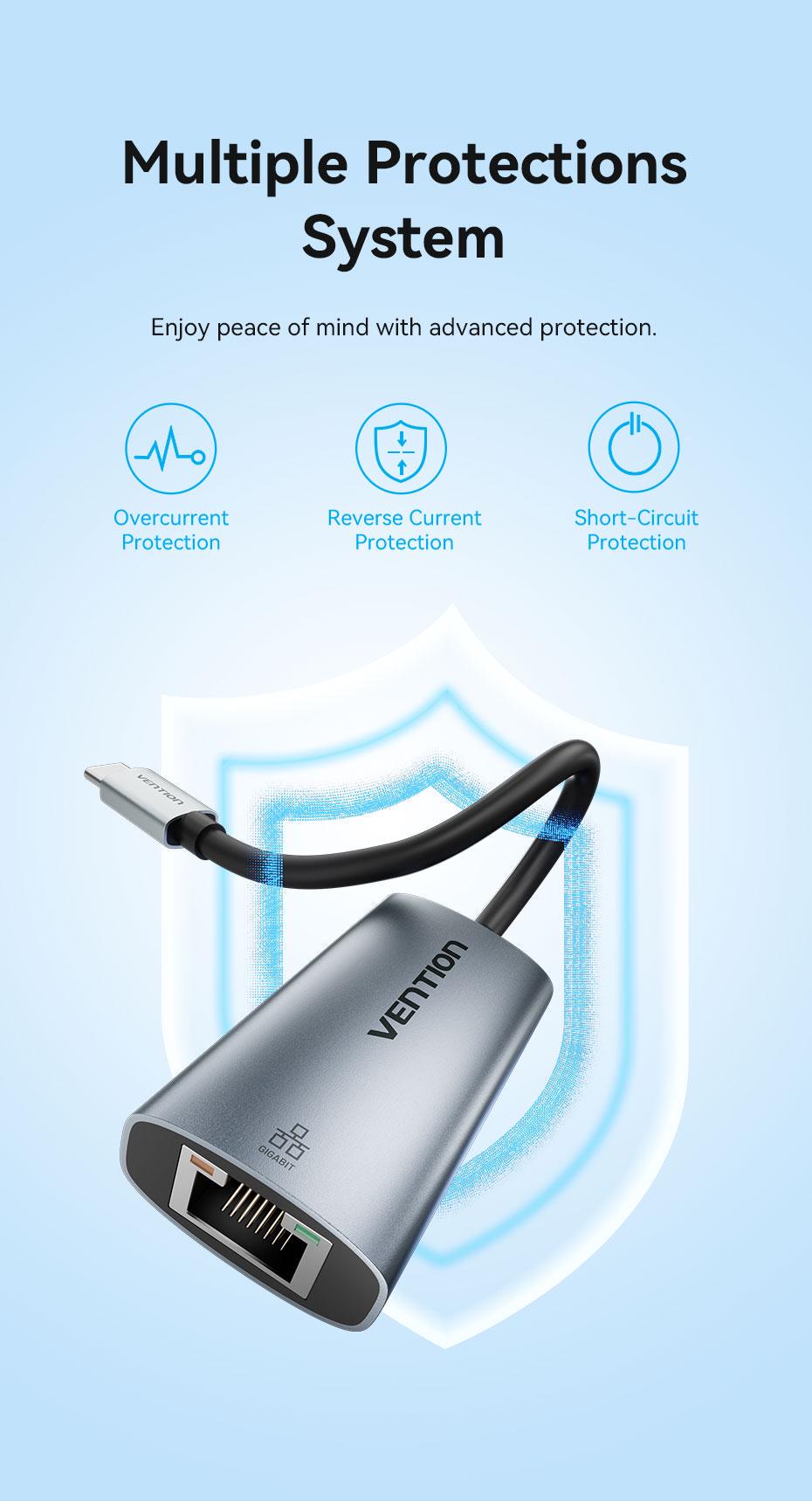 Адаптер Vention USB-C на Gigabit Ethernet 1000 Мбит/с алюминиевый 0.15 м Серый (CFPHB) - фото 8