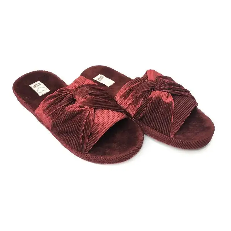 Тапочки домашние Jomix женские бант вельвет 24 см р. 38 Бордовый  (31423-3838)